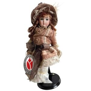 Delton Products 8" Doll Victorian Style Dress with Hat and Purse Stand & Box New